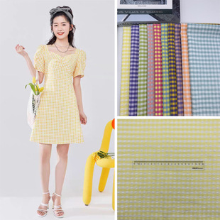 In stock polyester cotton Chaoyang yarn-dyed plaid fabric candy color plaid fabric spring and autumn fashion shirt fabric