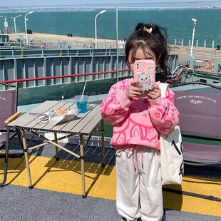 Girls' 2024 New Sweatshirt Spring and Autumn Pink Children's Clothes Baby Spring Jacket Stylish Long Sleeve Clothes