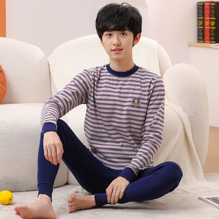 New Style Middle and Large Children's Pure Cotton Autumn Clothes and Pants for Men and Women Middle-aged and Young Middle-aged Students Base Thermal Underwear for suit Children