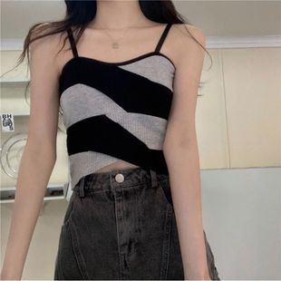 Кросс-Color Color Xiao To To To To To Летний новый дизайн тонкого подтяжки Короткий жилет без рукавов