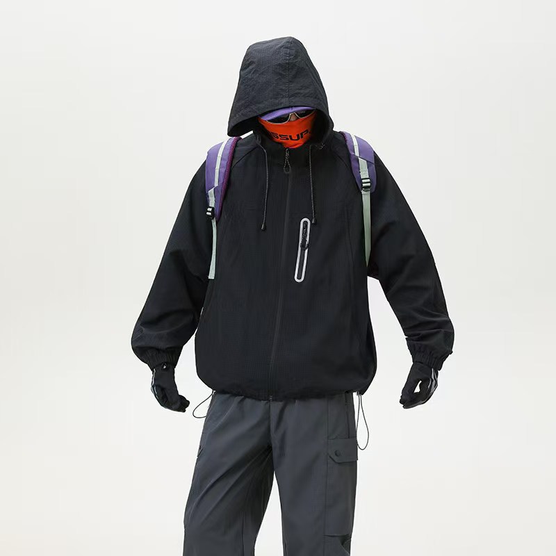Spring and Summer Three-Proof Hooded Jacket for Men and Women, Japanese-Style Loose Trendy Brand Jacket, Outdoor Mountain-Style Sun Protection Clothing