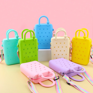 DIY Cartoon Silicone Bag Hole Bag Beach Vacation Handbag Vegetable Basket Crossbody Buckle Cosmetic Bag Storage Bag