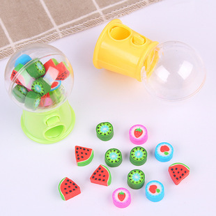 Забавный ластик Gashapon Machine для мальчиков и девочек, милый мультяшный фрукт, обучающая игрушка, небольшой приз двойного назначения, оптовая продажа