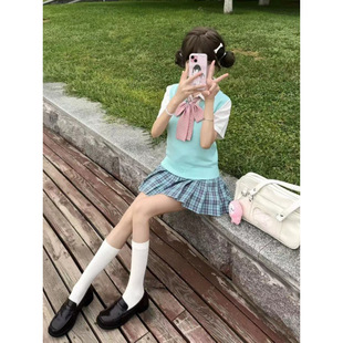 School Supply Sense JK Uniform Student V-neck Vest Sleeveless Vest Early Autumn Basic Knitted Sweater Top suit