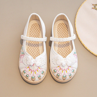 Girls' Hanfu Shoes Antique Tang Suit Horse-faced Skirt Shoes Children's Embroidered Shoes Antique Ethnic Style Cloth Shoes Summer Sandals