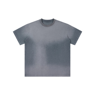 2025 Spring and Summer New Style Old T-shirt Women's Washed Snowflake Gradient Loose Base Shirt European and American Hot Cotton Short Sleeve