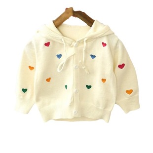 1-5 years old baby girl knitwear hooded sweater coat girls spring 3 baby love cardigan