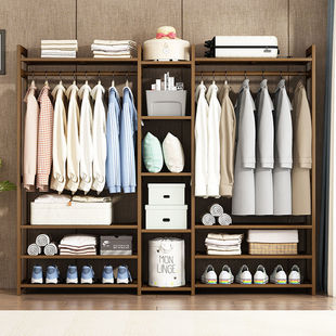 Solid Wood Floor-standing Coat Rack Home Bedroom Clothes Rack Simple Clothes Vertical Storage Rack Simple Modern Wardrobe