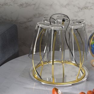 Japanese-style wrought iron drain cup holder household dustproof portable cup holder with tray cup holder living room kitchen Cup wholesale