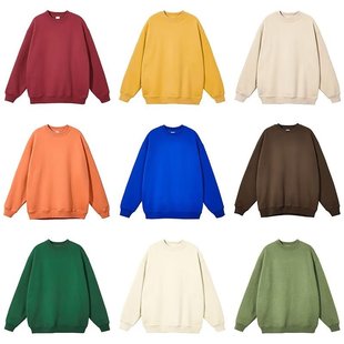 Spring and Autumn Men's Pullover Sweat New Round Neck Chinese Cotton Solid Color Long Sleeve Fashionable Trendy Loose All-match Top