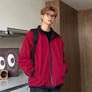 American-style Double-sided Jacket Jacket Men's and Women's Spring and Autumn High Street Trendy Brand Plump Handsome Loose Casual Collar Jacket
