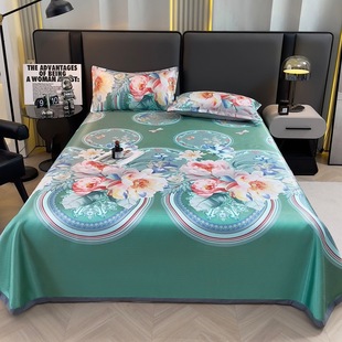 Xiao En printed ice silk mat three-piece summer bed sheet mat machine washable household air conditioning mat 1.5/1.8m bed