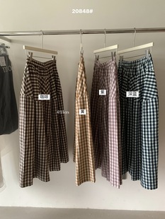 【Hers】Летние повседневные брюки Yamamoto в корейском стиле, новые простые ретро-клетчатые повседневные брюки Yamamoto (Big Hit) 20848.