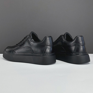 2025 Spring New Men's Shoes Genuine Leather Breathable Height-increasing Thick-soled Men's Sports Casual Leather Shoes Trendy All-match Skate Shoes