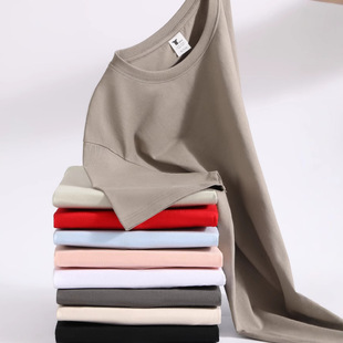 240g heavyweight Xinjiang long staple cotton shoulder crew neck short sleeve 7A antibacterial group clothing summer T-shirt adult children's clothing