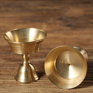Brass Crisp Lamp Lamp holder Ornaments Retro Thickened Buddha Front Lamp Long Bright Lamp Household Solid Liquid Dual-purpose Tribute Lamp