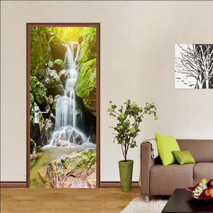 Amazon 3d custom door stickers self-adhesive pvc waterproof moisture-proof wallpaper bedroom door wall decoration cross-border wholesale