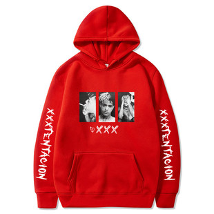 European and American Fashion Rapper XXXTentacion European and American Casual fleece-lined Hooded Sweater Commemorative Shirt