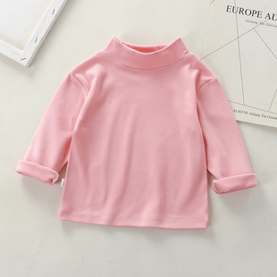 Boys' Threaded Velvet Base Shirt Autumn and Winter fleece-lined Long Sleeve Inner Warm Children's T-shirt Fried Street Top