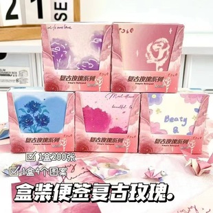 Vintage Rose Notepad Square Thickened High Color Value Mist Memo Notes 100 Tearable Notes