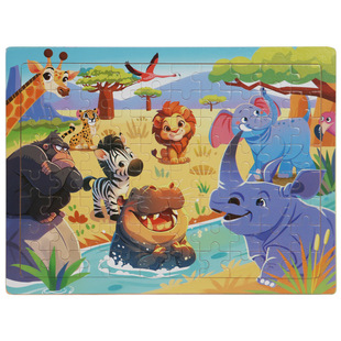 Wooden 80 Pieces Puzzle Toddler Cartoon Dinosaur Animal Plane Puzzle Baby Early Education and Intelligence Building Blocks Toy