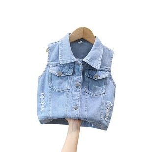 Girls' Denim vest spring and autumn children's baby children's vest Korean style western style baby girls' coat vest