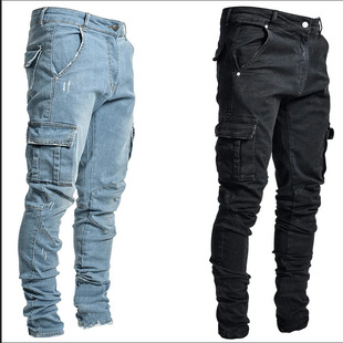 В наличии на складе внешнеторговых производителей British Wind New Denim брюки мужские узкие леггинсы поколения трансграничные поставки