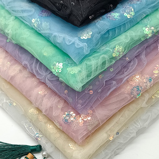 Disc ribbon wafer mesh fabric new dress stage husband embroidery fabric