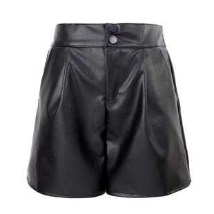 Black Leather Shorts Women's 2025 Winter New High Waist Wide Leg Pants with Boots Outer Wear Small Casual Boots Pants