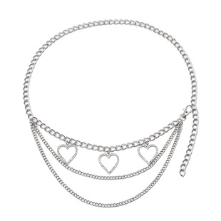European and American Cross-border Jewelry Fashion Pendant with Diamond Heart Shape Multi-layer Chain Waist Chain with Dress Body Chain