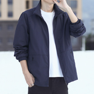 Spring and Autumn Coat Men's Thin Single-Layer Charge Clothes Hatless Collar Casual Sports Top Short Windbreaker Outdoor Jacket