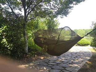 Automatic quick-opening hammock with mosquito net outdoor single and double nylon cloth camping pole mosquito net hammock anti-mosquito hammock