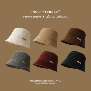 Autumn Corduroy Flat-Top Bucket Hat for Women, Japanese Style, Plain and Versatile Fisherman Hat, Fashionable, Simple, Face-Showing, Small Basin Hat