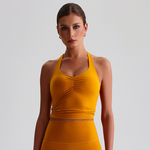 Luoqi European and American Tight Yoga Vest Sanding Quick-drying Fitness Suit Women's Outer Wear All-match Running Beauty Back Sports Underwear