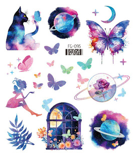 Cross-border glitter gradient butterfly tattoo stickers Dream Planet face stickers star moon children's performance eye corner disposable stickers