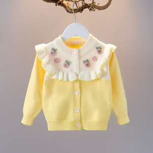 Girls' Knitted Princess Style Cardigan 2025 Autumn New Korean Style Baby Western Style Spring and Autumn Children's Sweater Cardigan