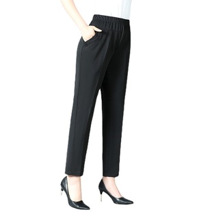 Mother's Pants Summer Thin Middle-aged and Elderly Women's Pants Spring and Autumn Outer Wear Loose Large Size Grandma Ice Silk Ankle-length Pants