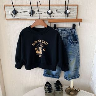 Children's Sweater Spring 2025 New Boys' Korean Pullover Boys' Baby Cartoon Spring Loose Top for Girls