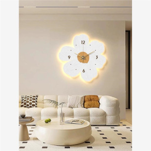 Cream Style Clock Wall Clock Living Room Home Fashion 2024 New Style Restaurant Decorative Watch Wall Hanging Creative Clock Wall Lamp