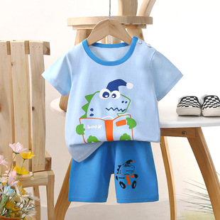 Children's Short-sleeved suit Summer Pure Cotton Boys' Clothes Thin New Girls' T-shirt Summer Clothes Baby Children's Clothing