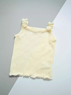Girl's Ear-edged Small Sling Summer Baby's Cotton Top Baby Girl's Bow Vest Children's Sleeveless Base