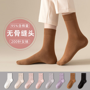 Boneless socks women's spring and summer pure color cotton mid-calf socks cotton women's socks breathable sweat-absorbent anti-Pilling cotton socks Zhuji wholesale