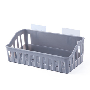 Punch-free Toilet Storage Basket Seamless Storage Basket Large Storage Rack Wall-mounted Plastic Bathroom Storage Shelf
