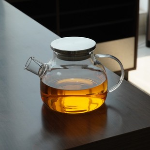 High Borosilicate Glass Teapot Juice Tie Pot Cold Kettle Bamboo Cover Pot with Fire Heating Household Cold Kettle Flower Teapot