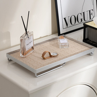 Desktop Entrance Rectangular Leather Key Aromatherapy Jewelry Tray Skin Care Cosmetic Water Cup Storage Tray
