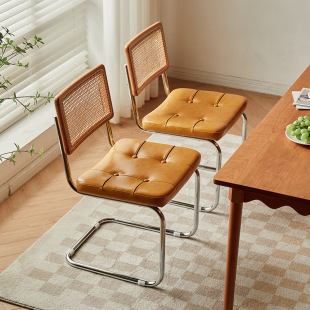 Rattan vintage leisure chair Internet celebrity ins light luxury dining chair home Nordic desk and chair restaurant iron back chair