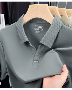 Yago 2025 Summer New Ice Silk Polo Shirt Men's Casual All-match Short-sleeved T-shirt Loose Breathable Top Lapel