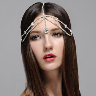2025 European and American Bride Exaggerated Full Diamond Headwear Hair Accessories Headpiece Shiny Rhinestone Exquisite Hair Belt Rhinestone-encrusted Su Head Chain