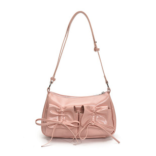 Cross-border Trendy Pleated Underarm Bag Women's 2025 New Fashion Internet Popular Bow Shoulder Bag Western Style Crossbody Bag