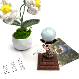 Crystal ball crafts base ball holder egg carving holder metal bergamot flower square retro old